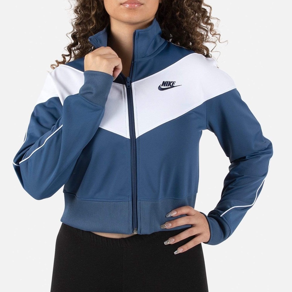 NWT Nike Heritage Cropped Track Jacket Blue